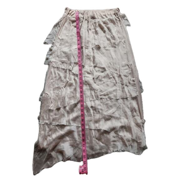 Tempo Paris Silk Angled Tiered Midi Skirt Pink Boho Euro Summer size small - Picture 10 of 10